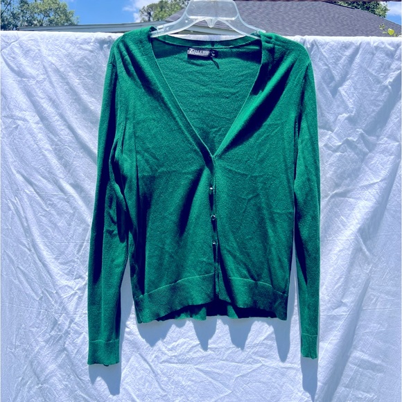 Kelly green button up cardigan - Picture 1 of 4